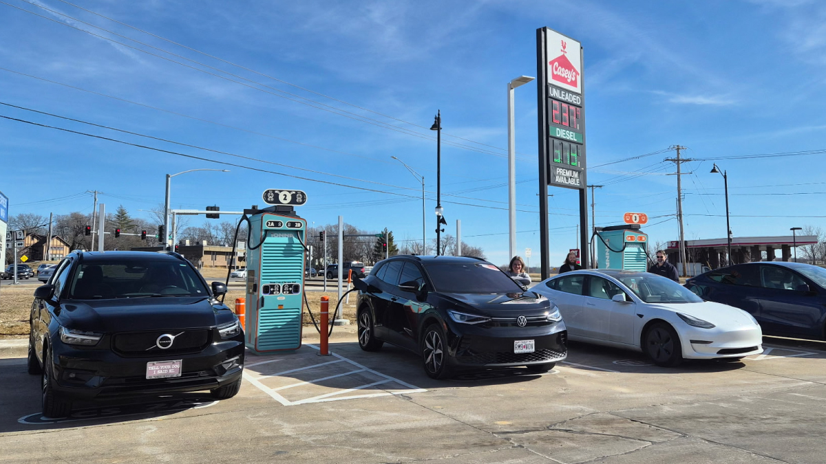 EVs Charging at IONNA Charging Station in Front of Caseys